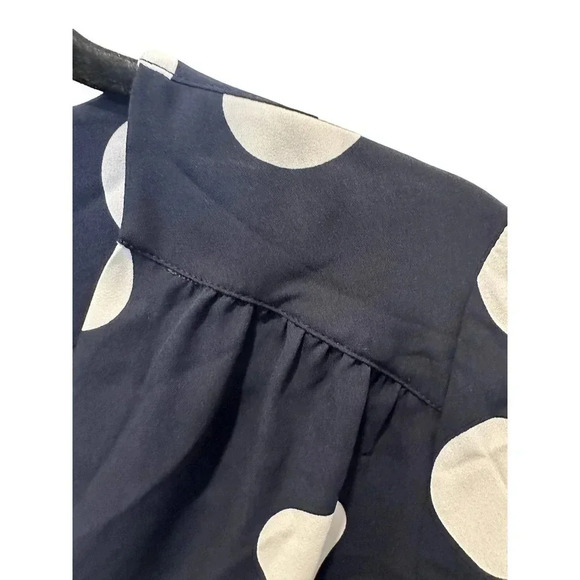 Carmen Marc Valvo Women's Navy Blue Long Sleeves Polka Dot Blouse Size Large‎ - Picture 4 of 5